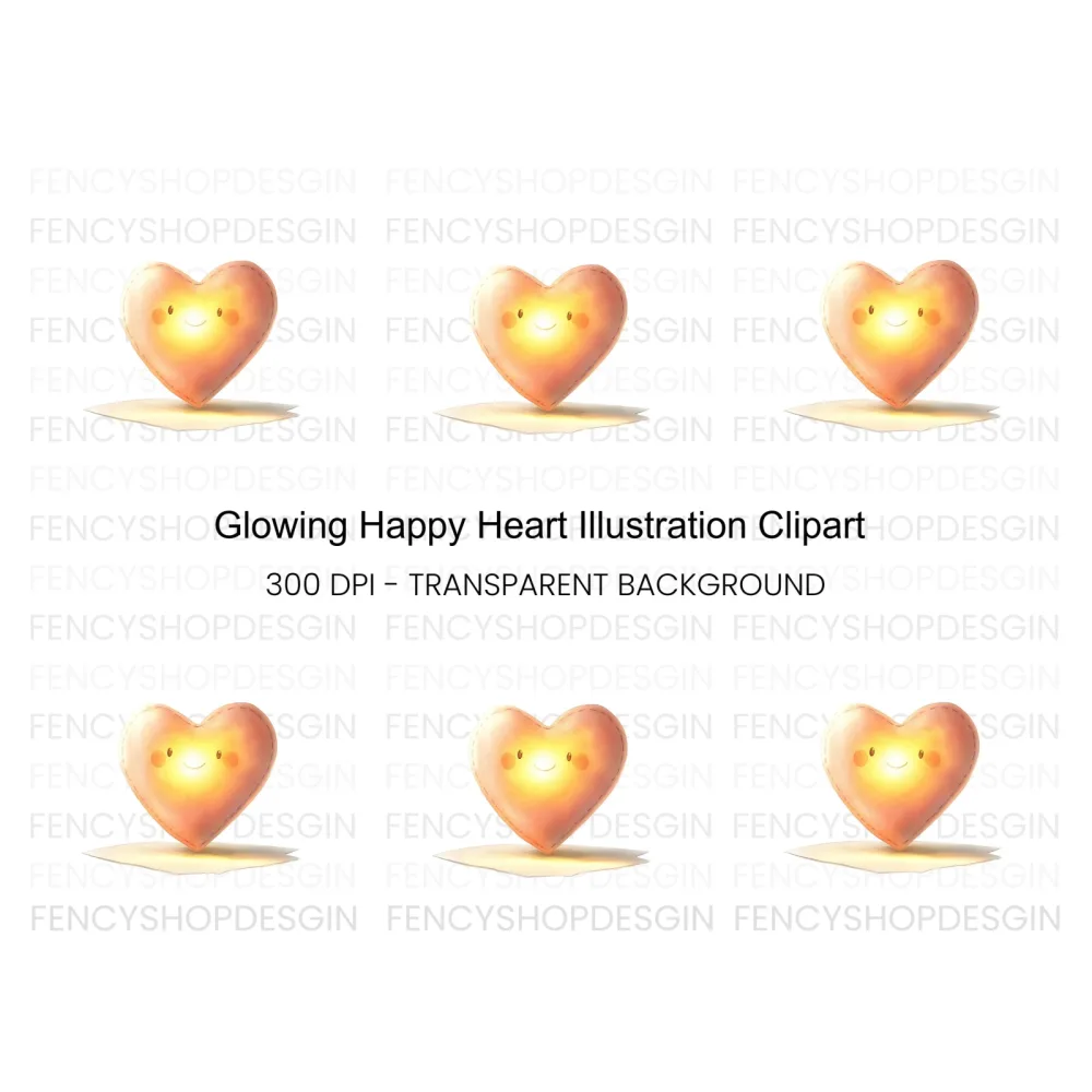 Glowing Happy Heart Clipart Bundle