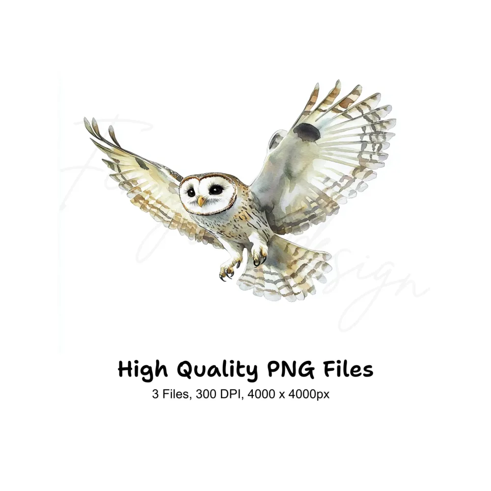 Graceful Flying Owl Clipart Bundle