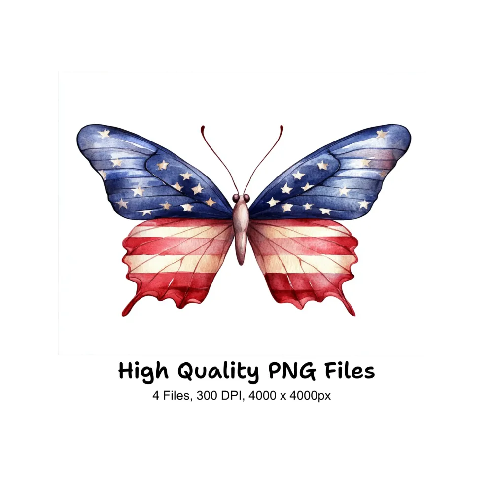 Patriotic Butterfly Clipart Bundle