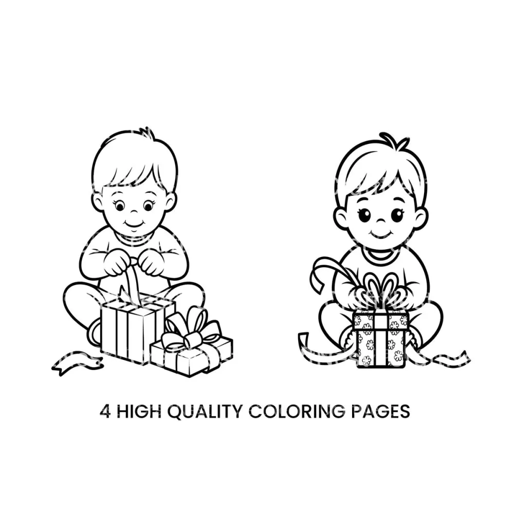 Baby Opening Christmas Gift Coloring Books