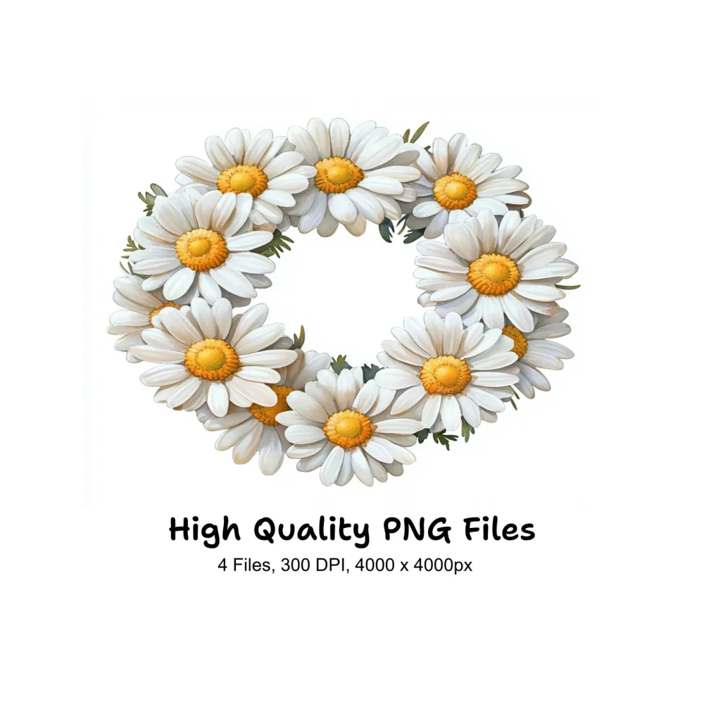 Daisy Wreath Clipart Bundle