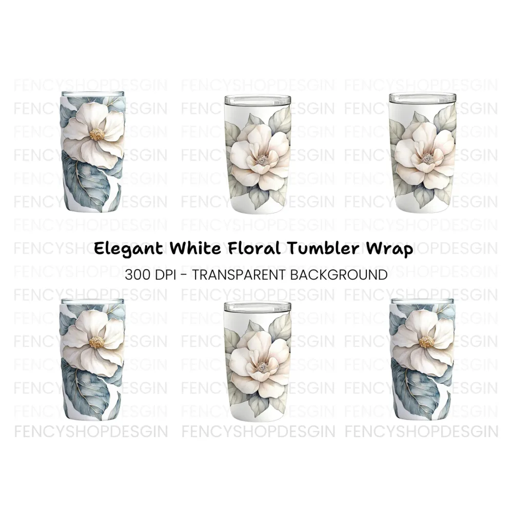 Elegant Magnolia Tumbler Clipart Bundle