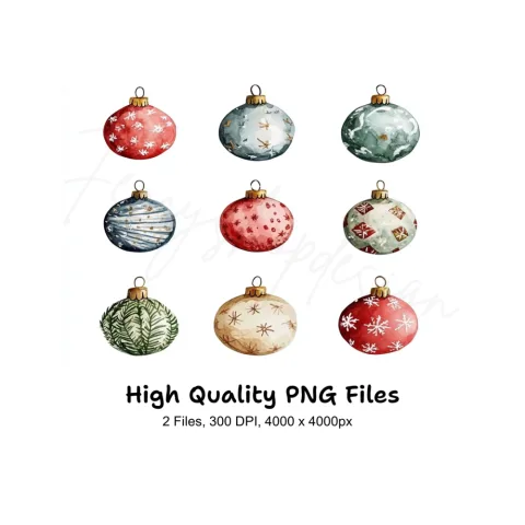 Christmas Ornaments Clipart Bundle