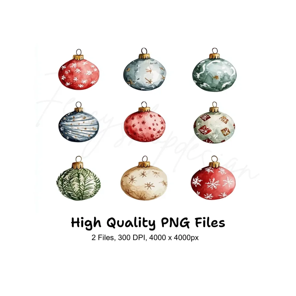 Christmas Ornaments Clipart Bundle