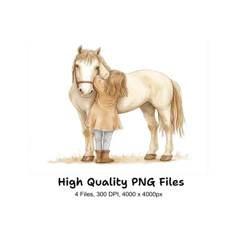 Girl and Horse Clipart Bundle