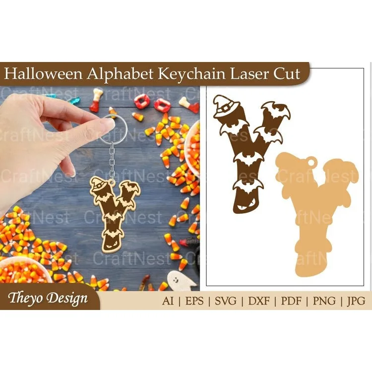 Halloween Keychain Alphabet SVG