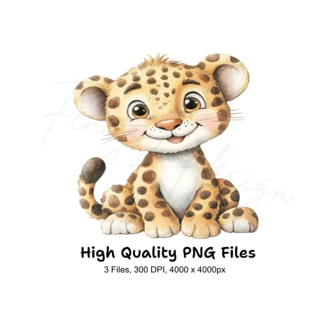 Cute Baby Leopard Clipart Bundle