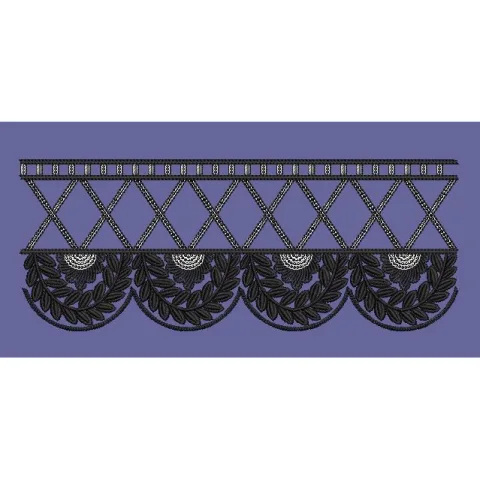 Lattice Top Laurel Scallop Border Embroidery Design