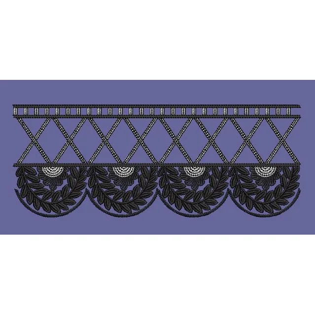 Lattice Top Laurel Scallop Border Embroidery Design