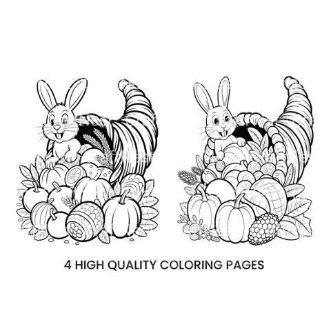 Thanksgiving Bunny Cornucopia Coloring Books