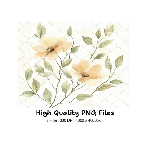 Beige Floral Clipart Bundle