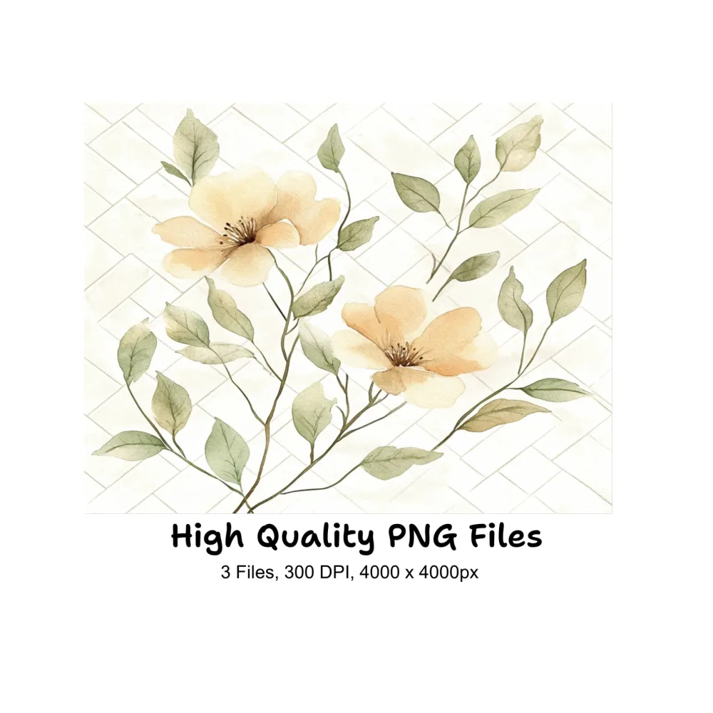 Beige Floral Clipart Bundle