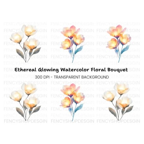 Glowing Flower Clipart Bundle