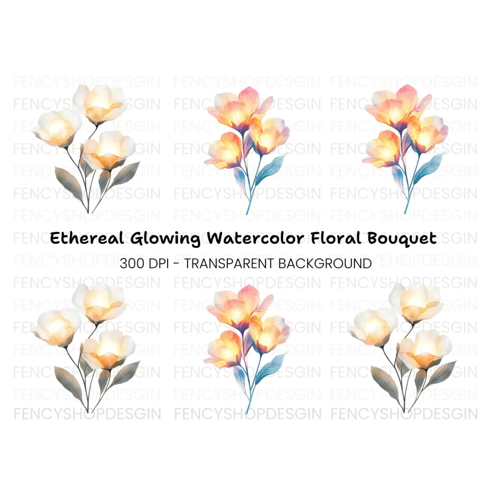 Glowing Flower Clipart Bundle
