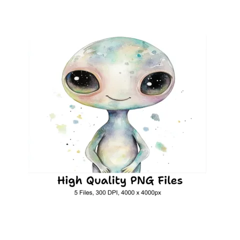 Cute Alien Clipart Bundle