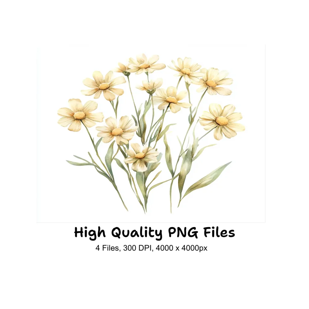 Delicate Yellow Wildflower Clipart Bundle
