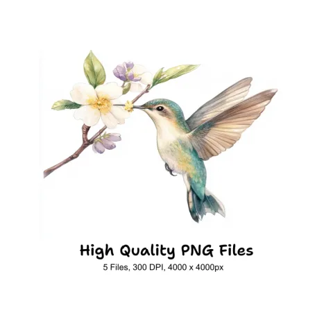 Hummingbird and Blossom Clipart Bundle