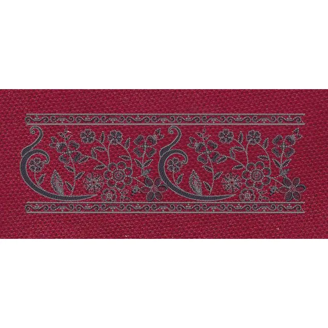 Floral Border Navy Blue Flowers Embroidery Design