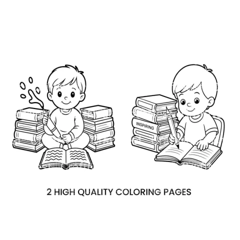 Kids Reading and Learning Coloring Books