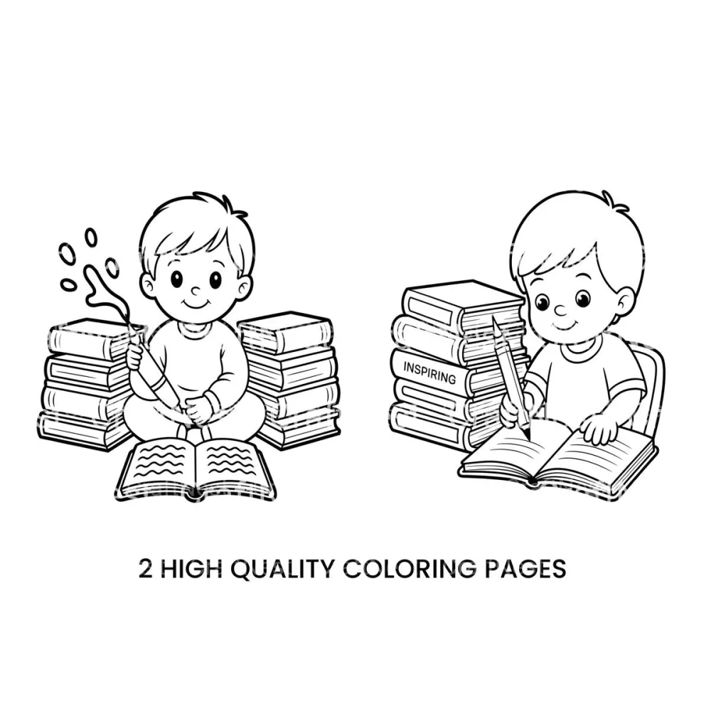 Kids Reading and Learning Coloring Books
