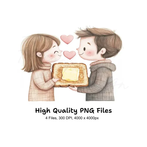 Cute Couple Toast Love Clipart Bundle