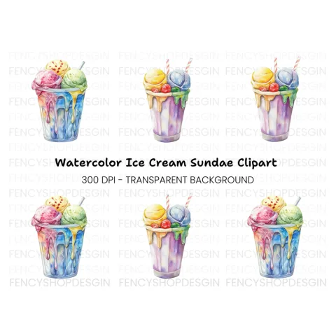 Ice Cream Sundae Clipart Bundle