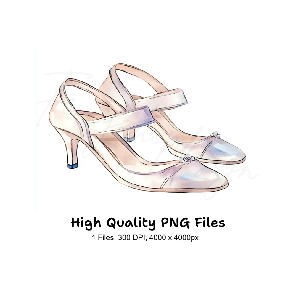 Chic White Mary Jane Wedding Heels Clipart Bundle