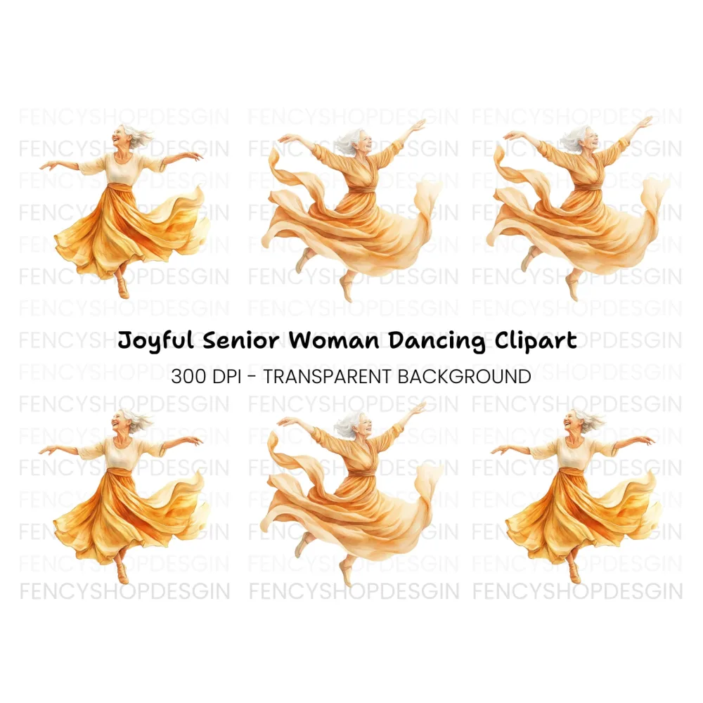 Joyful Senior Ballerina Clipart Bundle
