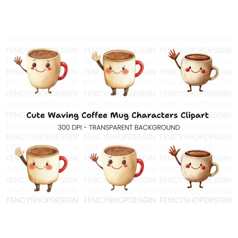 Waving Mug Clipart Bundle