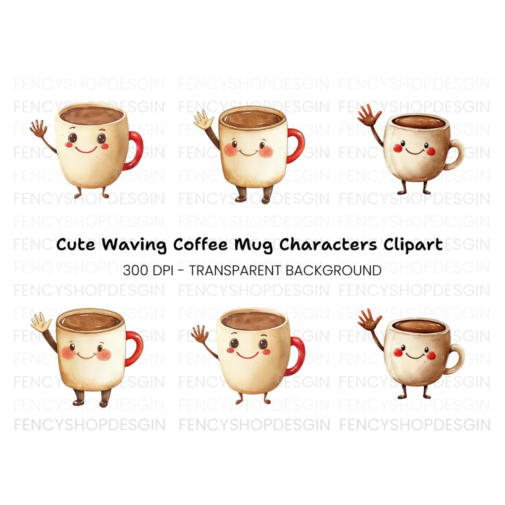Waving Mug Clipart Bundle