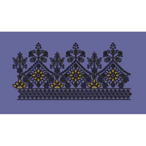 Black and Gold Ornate Border Embroidery Design