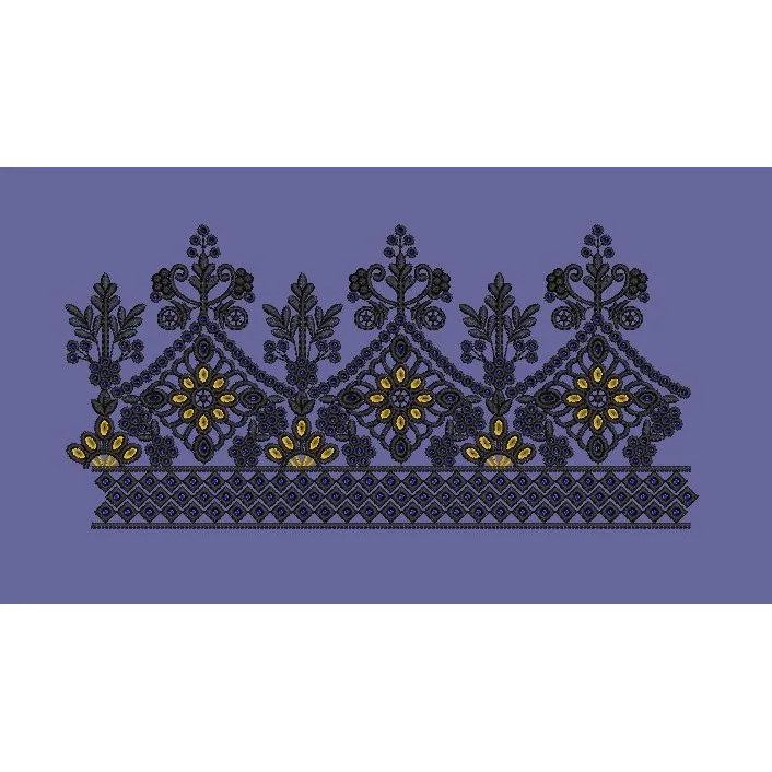 Black and Gold Ornate Border Embroidery Design