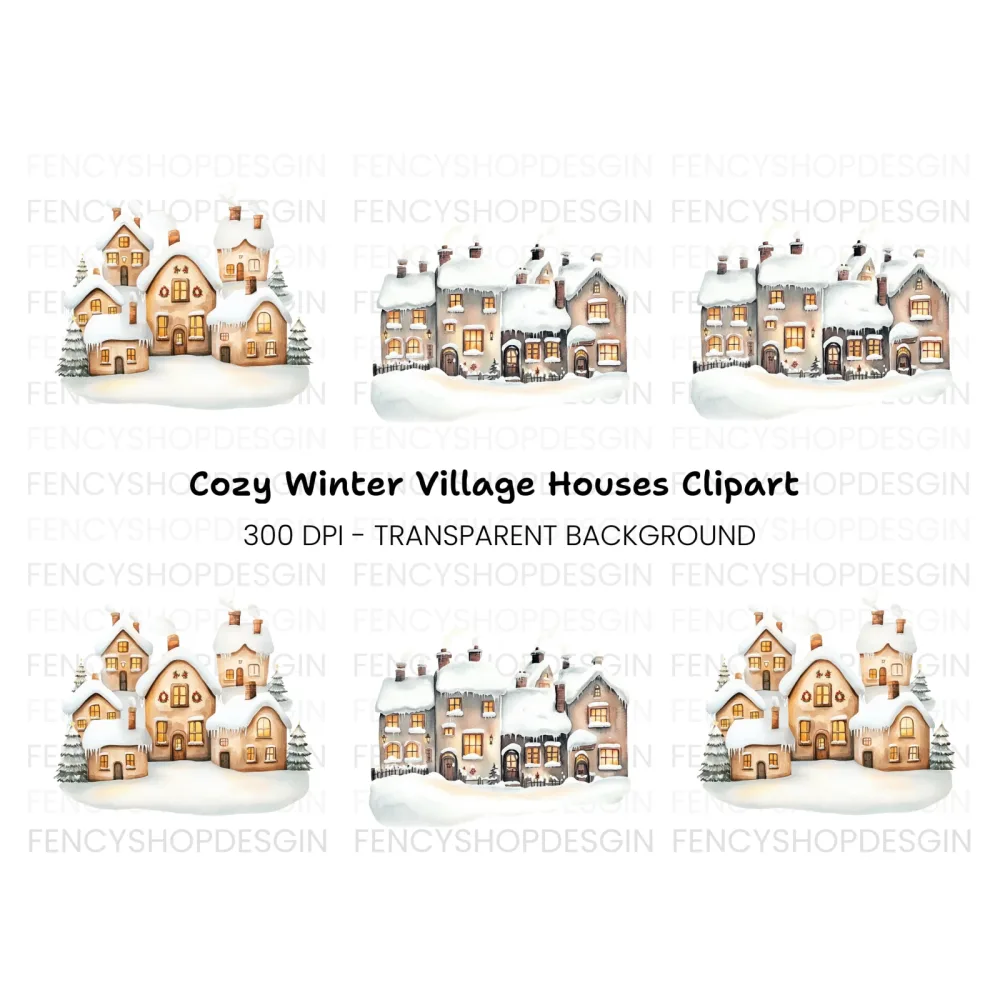 Winter Village Clipart Bundle