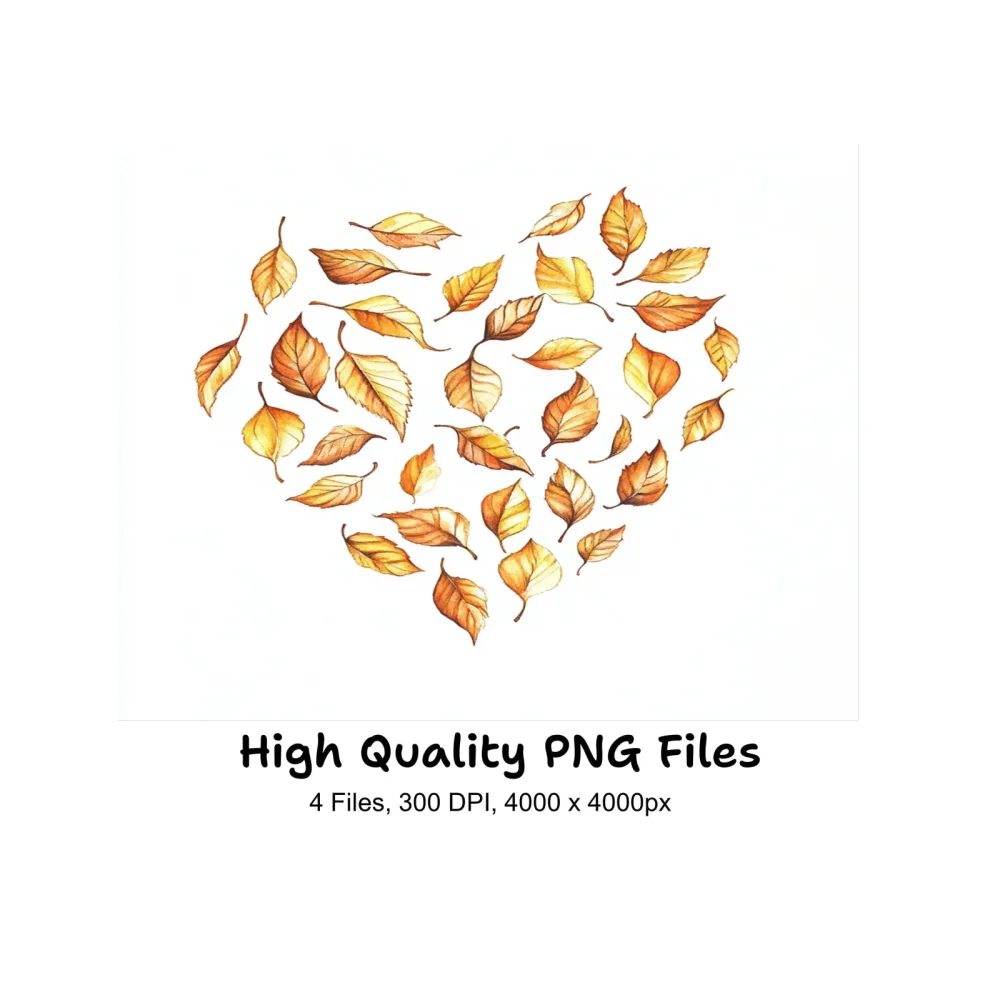 Autumn Leaves Heart Shape Clipart Bundle