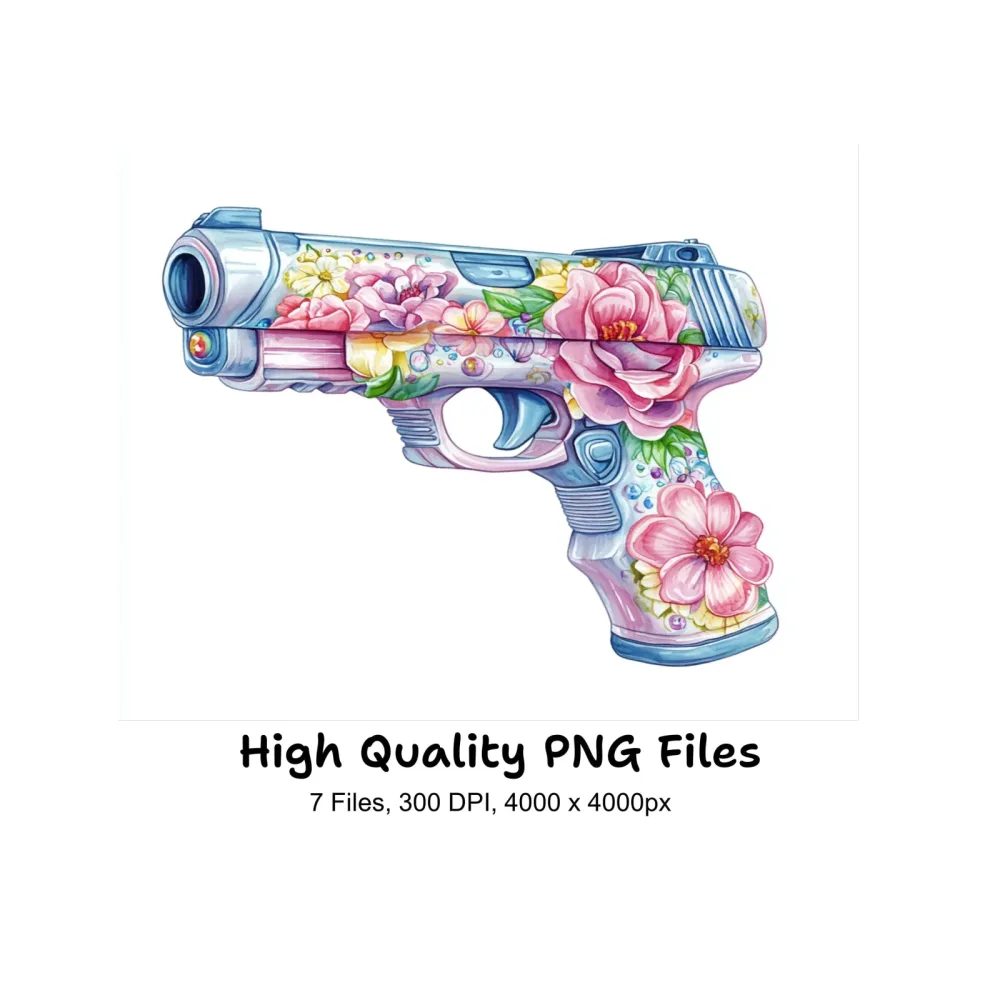 Floral Handguns Clipart Bundle