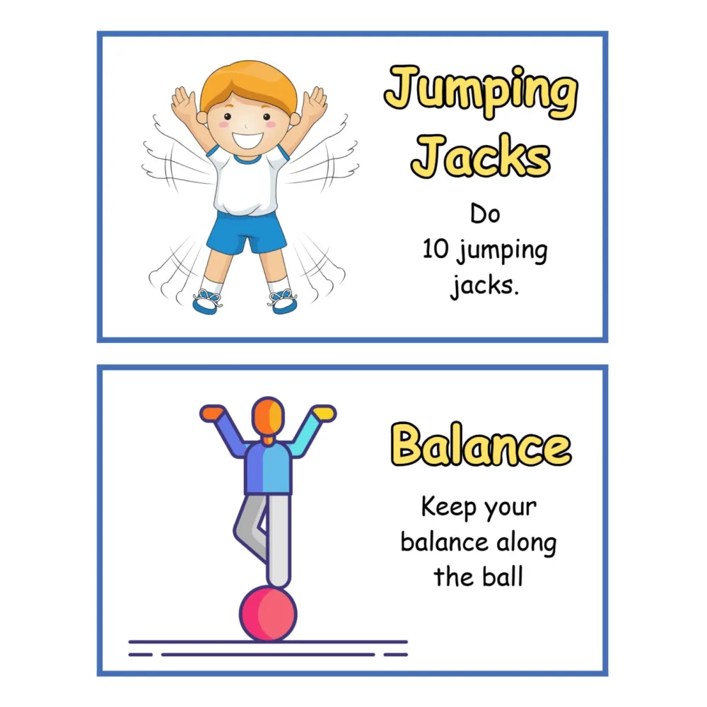 Kids Sports Training Exercise Cards