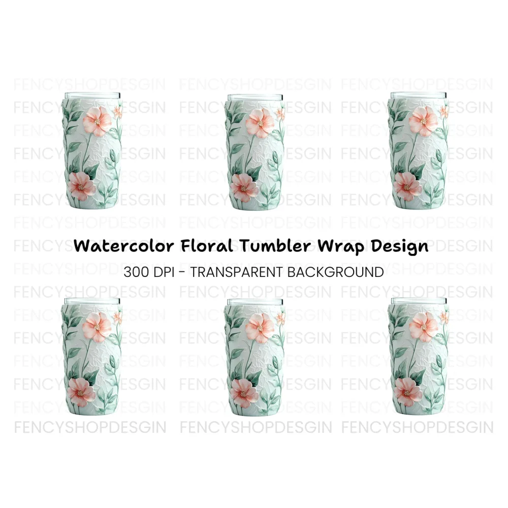 Floral Embossed Tumbler Clipart Bundle