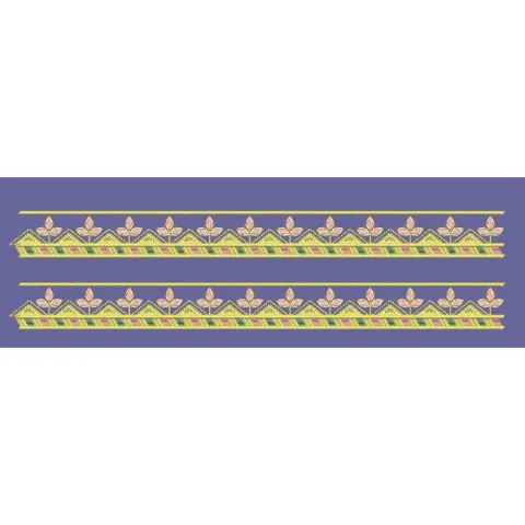 Geometric Leaf Pink and Gold Trim Embroidery Design