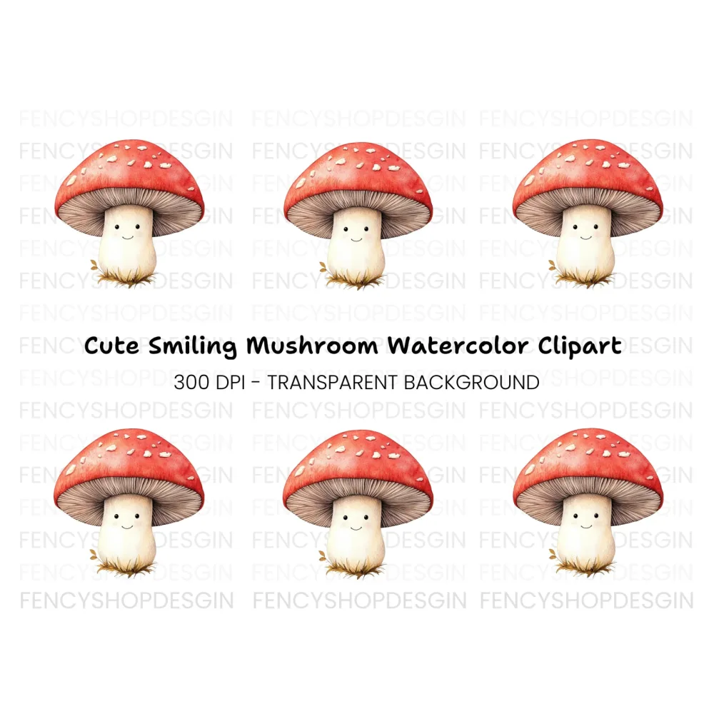 Cute Kawaii Mushroom Clipart Bundle