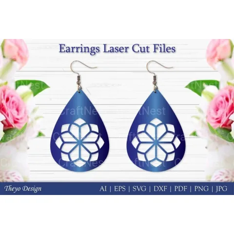 Laser Cut Flower Earrings SVG Bundle