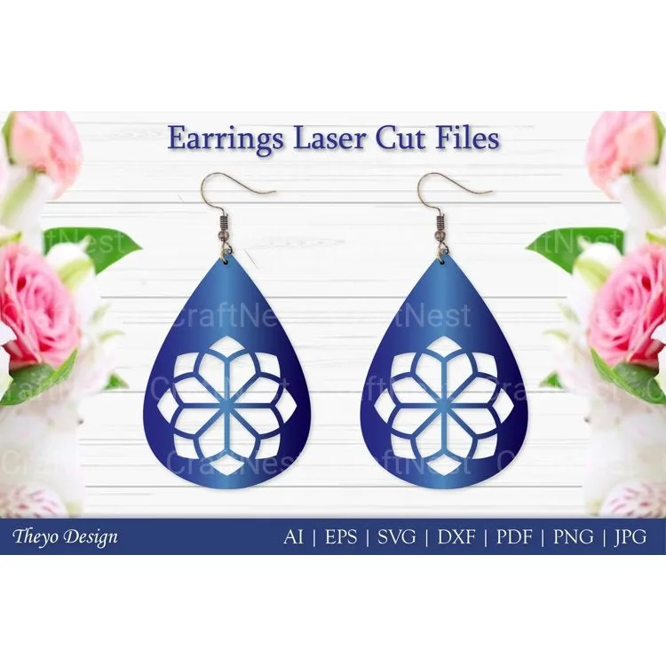 Laser Cut Flower Earrings SVG Bundle