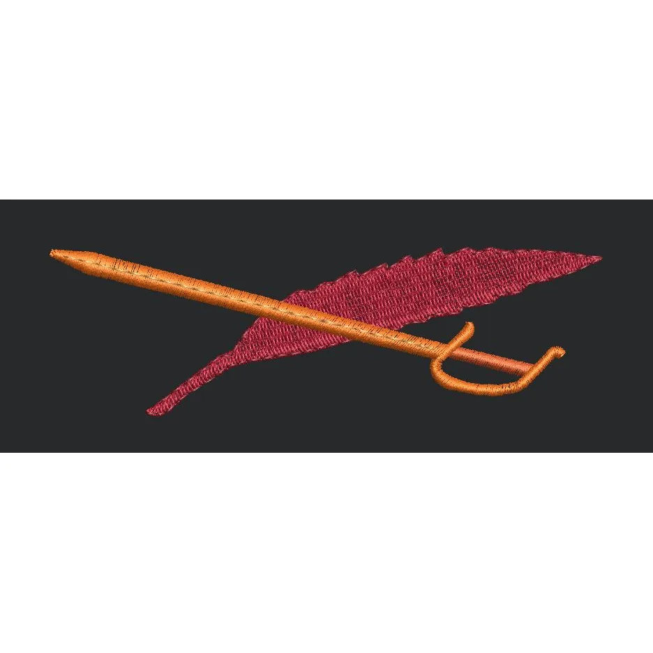 Sword and Leaf Motif Embroidery Design