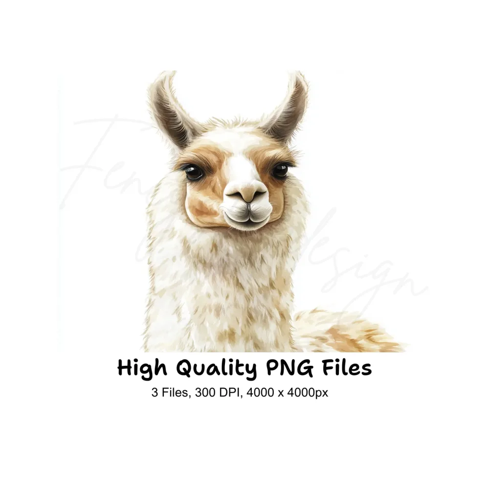 Charming Llama Portraits Clipart Bundle