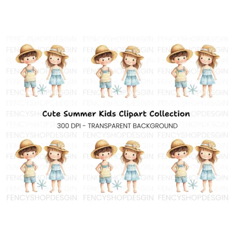 Cute Summer Kids Clipart Bundle