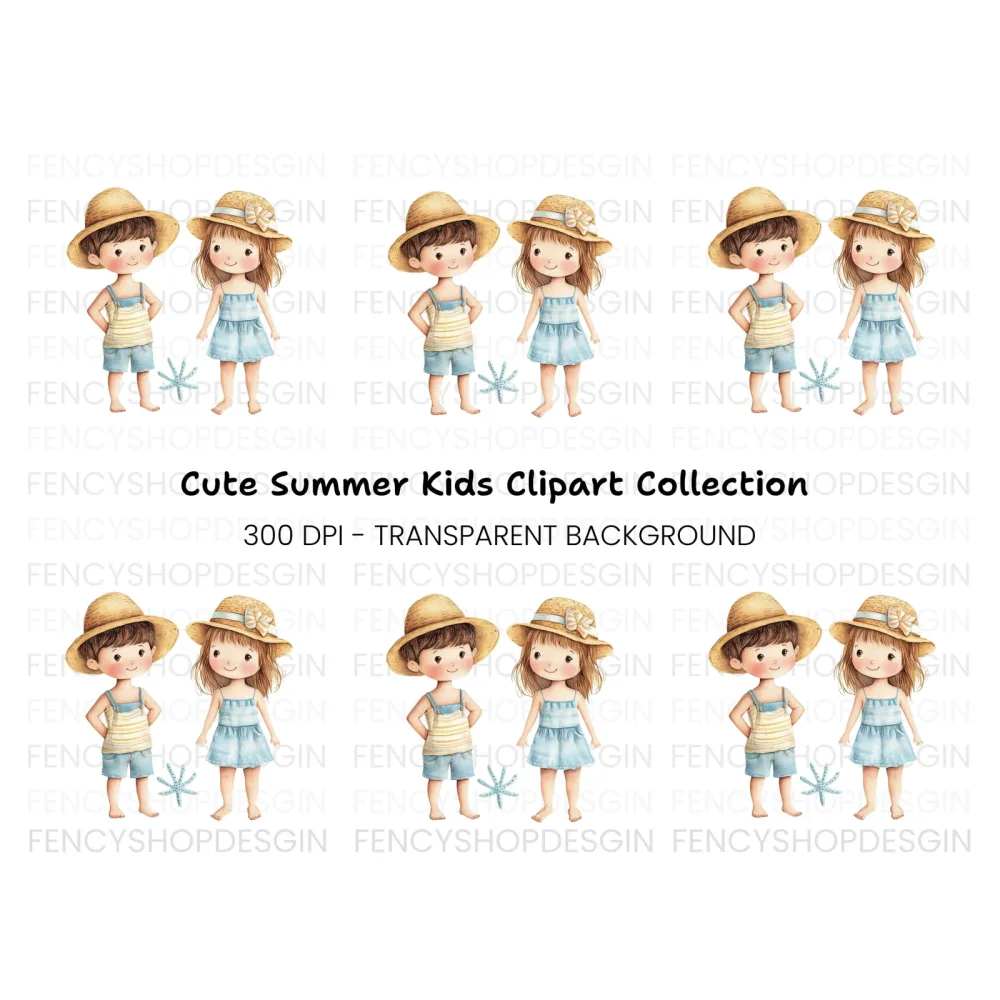 Cute Summer Kids Clipart Bundle