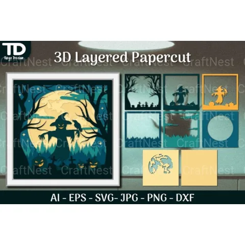 Shadow Helloween Layered Papercut SVG