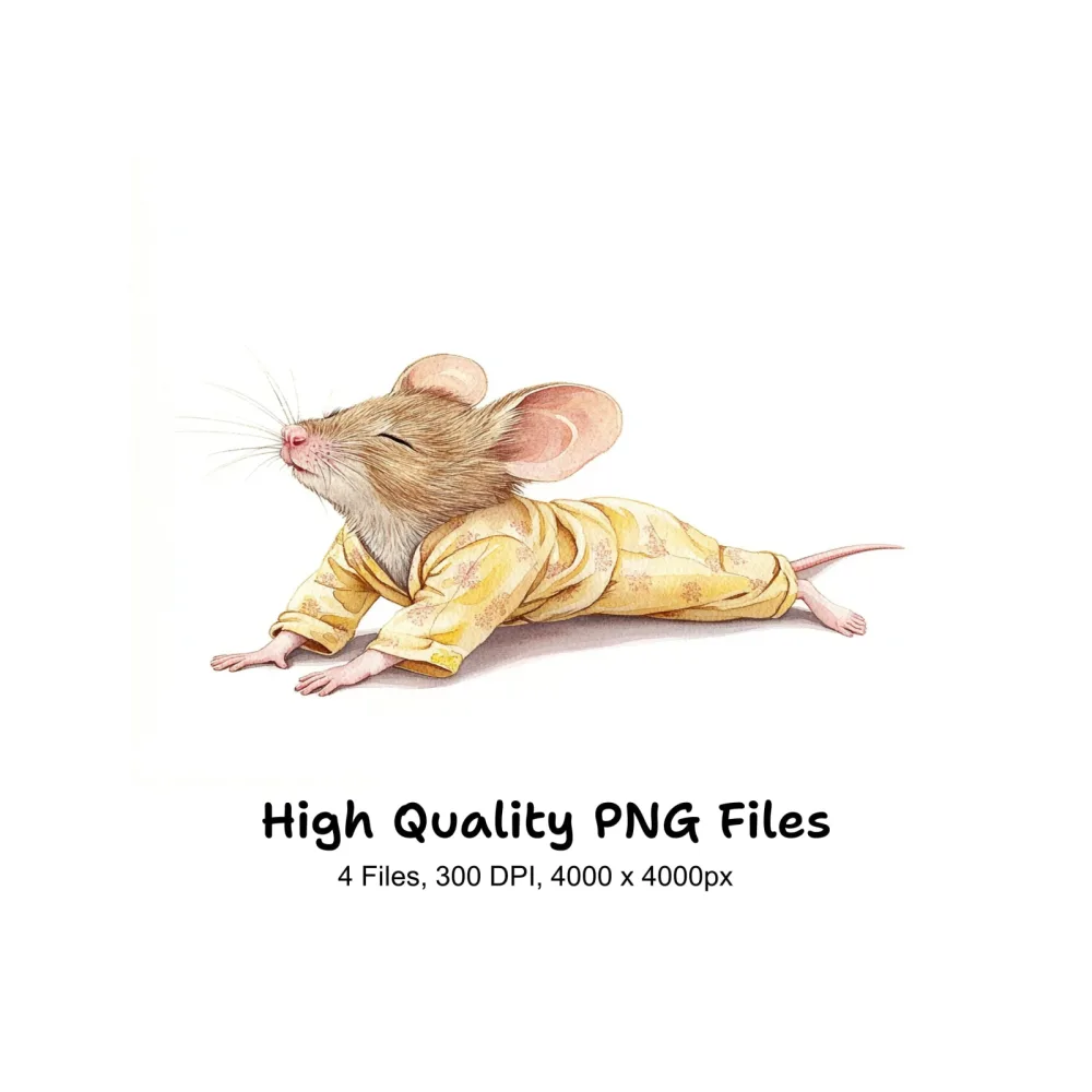 Cute Mice in Yellow Pajamas Clipart Bundle