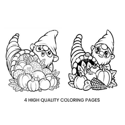 Thanksgiving Gnomes Cornucopia Coloring Books
