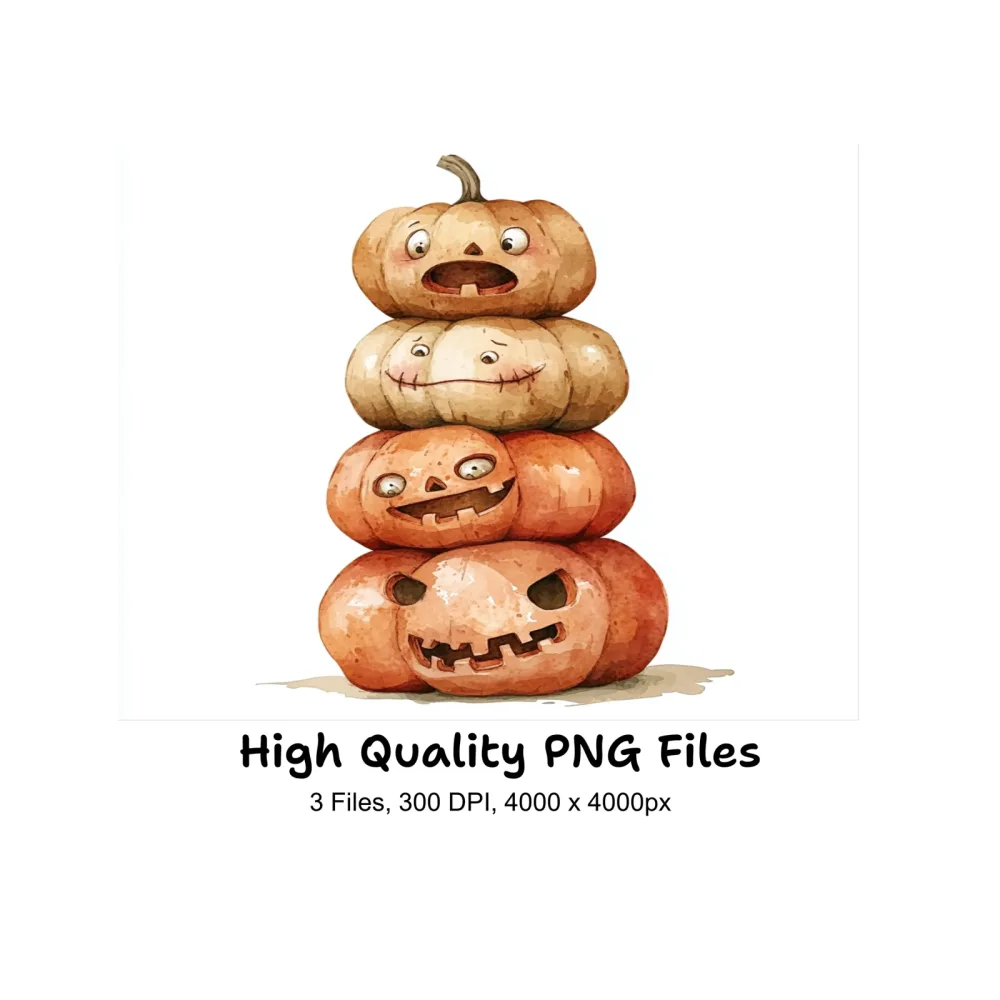 Stacked Halloween Jack Lantern Clipart Bundle