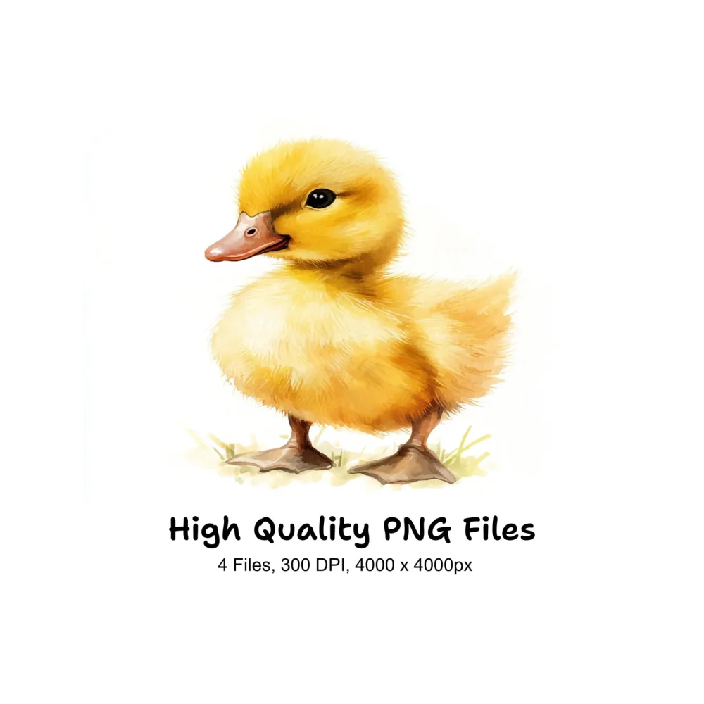 Fluffy Yellow Duckling Clipart Bundle